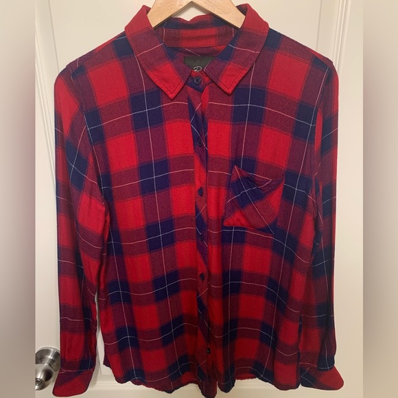 Rails Hunter Button Down in Ruby/Navy Check | Medium - Picture 2 of 6